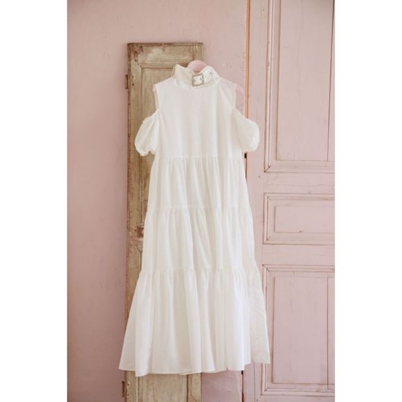 100% Pure Dresses & Skirts - NWOT Rosemarie Seoir white cold shoulder maxi dress